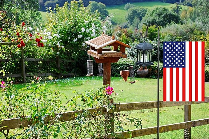 Large flag pole holder for outside house,Akeydeco house Flag Pole 1 Pack 60 Inch for 28 x 40 Flags with Shepherds Hooks for Outdoor Bird Feeder Pole with 5 Prongs Base(Without Solar Lights Flag)