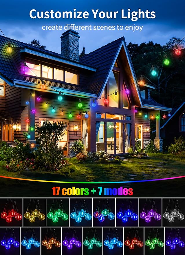 58ft Outdoor Edison String Lights, Weatherproof