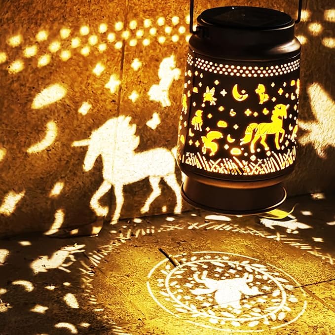 Unicorn Solar Lanterns Outdoor Waterproof, Garden Decor Metal High Brightness LED Light, Solar Hanging Lantern for Garden,Yard,Patio,Lawn, Landscaping (Unicorn)