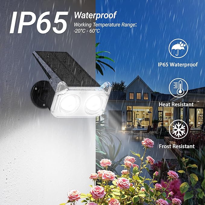 LETMY Solar Spot Lights Outdoor Waterproof with Bigger LED, 4 Pack Auto ON/OFF 135°Adjustable Solar Lights Outdoor, 2-in-1 Wall Lights & 2 Modes Landscape Spotlights for Tree Yard Pathway Garden Decor