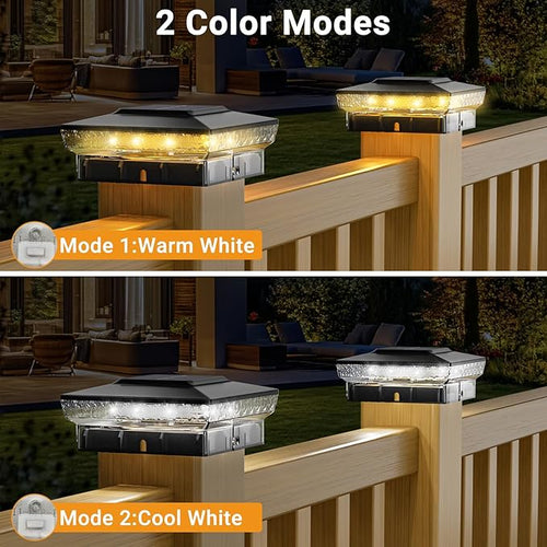 12-Pack Black Yard Post Cap Lights, Solar LED