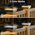 6-Pack Solar Post Cap Lights, 2-Mode Black Waterproof