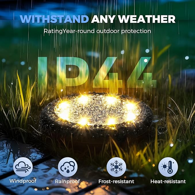 SOLPEX Mini Solar Ground Lights, 12 Pack Solar Lights Outdoor Waterproof, Landscape Lighting for Garden Pathway Driveway Walkway (Warm White)