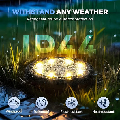 SOLPEX Mini Solar Ground Lights, 12 Pack Solar Lights Outdoor Waterproof, Landscape Lighting for Garden Pathway Driveway Walkway (Warm White)