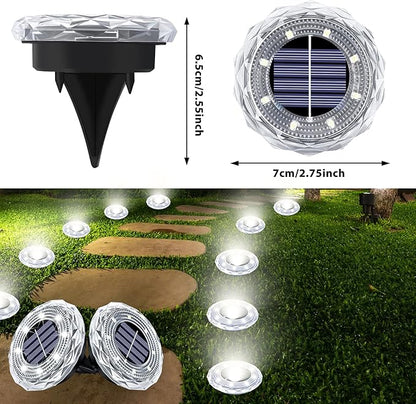 Solar Ground Lights 12 Pack Waterproof Outdoor Solar Lights for Yard Led Solar Garden Lights Bright Solar Powered Disc Light In-Ground Landscape Lighting for Patio Pathway Walkway Driveway, White
