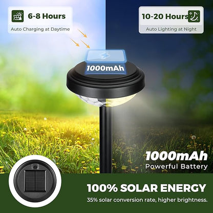 Kingsyard 8 Pack Solar Pathway Lights Outdoor Waterproof IP67, Bright Color Changing & Warm White LED Solar Lights for Outside Garden Yard Landscape Path Christmas Walkway Decor