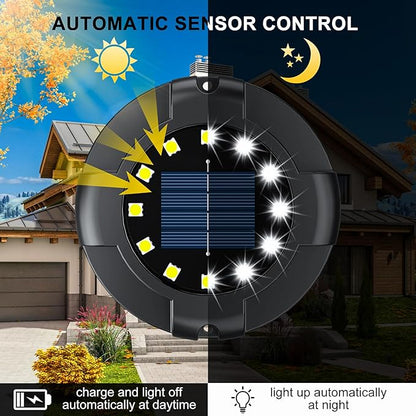Solar Pathway Lights Outdoor 12 Packs, Bright White 16 LEDs Solar Ground Lights Walkway Lights with Side Light, Waterproof Solar Deck Light for Yard Walkway Garden Poolside Driveway Decorations