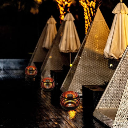 Solar Lanterns Outdoor Waterproof, Solar Table Lamp for Outside Patio, Metal Pot with Warm Yellow Dancing Flickering Flame Light LED Tabletop Lamp Decorative for Garden Decor, Landscape, Yard (Candel)