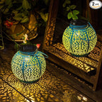 Backyard Solar Lantern Set 2-Pack, Rustic Backyard Lighting