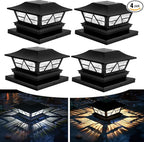 4-Pack Solar Post Cap Lights for Yard, LED