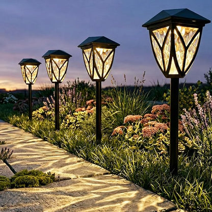 Ensenior Solar Lights Outdoor, 3000K LED Solar Garden Lights for Pathway Yard Patio Walkway Planter Walkway Landscape Lighting, IP65 Waterproof, Energy-Efficient Landscape Lighting, 8-Pack
