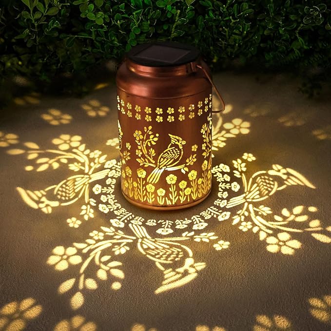 Cardinal Solar Lanterns Outdoor Waterproof Garden Decor,Birthday Gifts for Women Men Mom Grandma Cardinal Hanging Solar Lights Metal Bird Decorative Lantern for Yard, Patio, Lawn,Pathway, Landscape