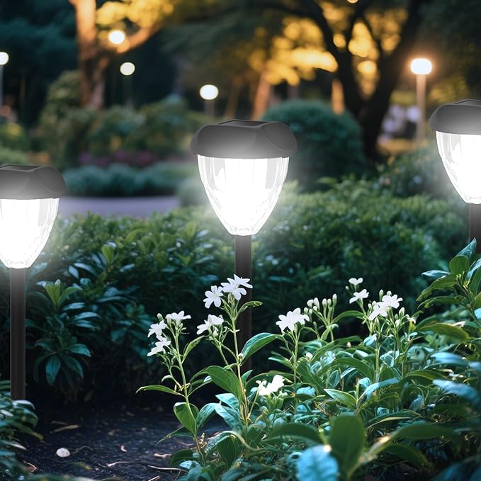 Ensenior Solar Pathway Lights Outdoor - 14.17" Height, 6500K LED Landscape Garden Lights, IP65 Waterproof, Tool-Free Auto ON/Off for Garden Yard Patio Walkway Landscape, 16-Pack