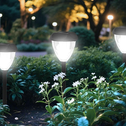 Ensenior Solar Pathway Lights Outdoor - 14.17" Height, 6500K LED Landscape Garden Lights, IP65 Waterproof, Tool-Free Auto ON/Off for Garden Yard Patio Walkway Landscape, 8-Pack