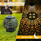 2-Pack Decorative Backyard Solar Lanterns for Patio, Waterproof LED