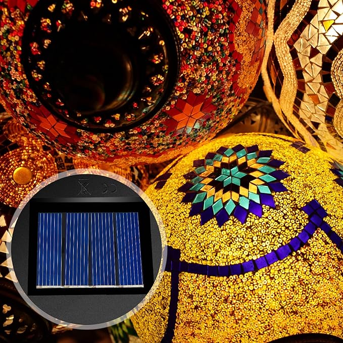 4 Pieces Replacement Solar Light Tops Outdoor Hanging Lantern Solar Light Parts Round Waterproof Decorative for Outdoor Hanging Lanterns, Warm(3.15 Inch in Diameter)