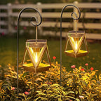 2-Pack Backyard Solar Outdoor Lanterns, Metal Waterproof LED