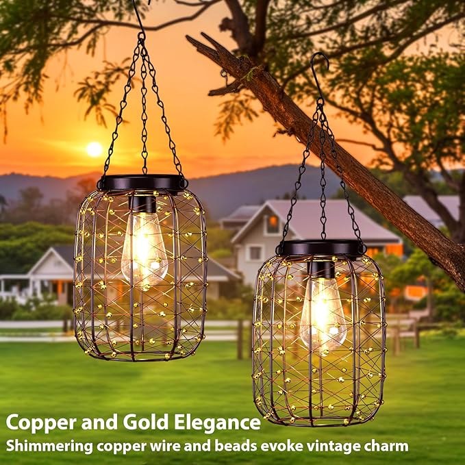 Backyard Solar Yard Lanterns, Rustic Waterproof LED