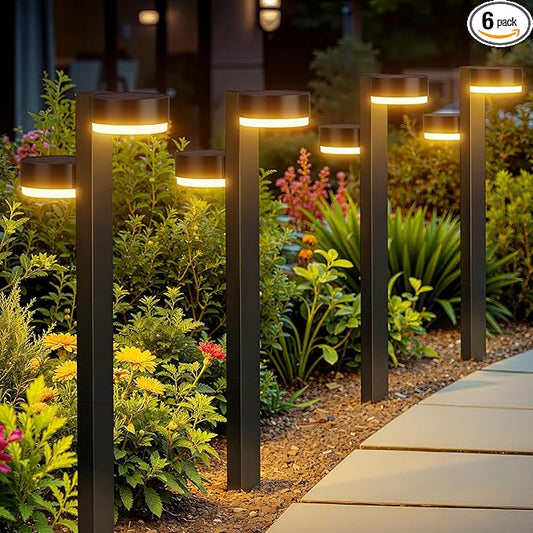 Solar Pathway Lights Outdoor Waterproof, 6 Pack with 12 Head Solar Lights Outdoor Super Bright Up to 12Hrs, Auto On/Off Garden Light for Yard Patio Path Walkway Driveway Outside Decor