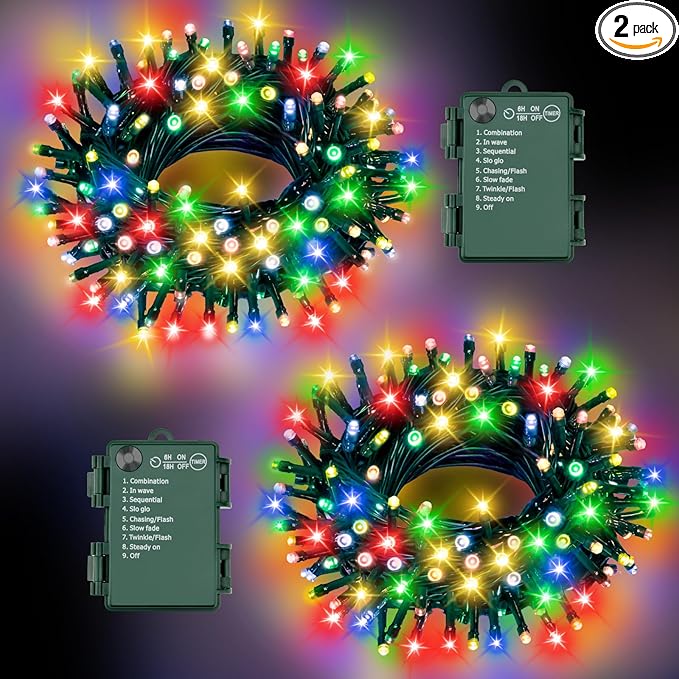 33ft Christmas LED String Lights, Waterproof Timer Lights