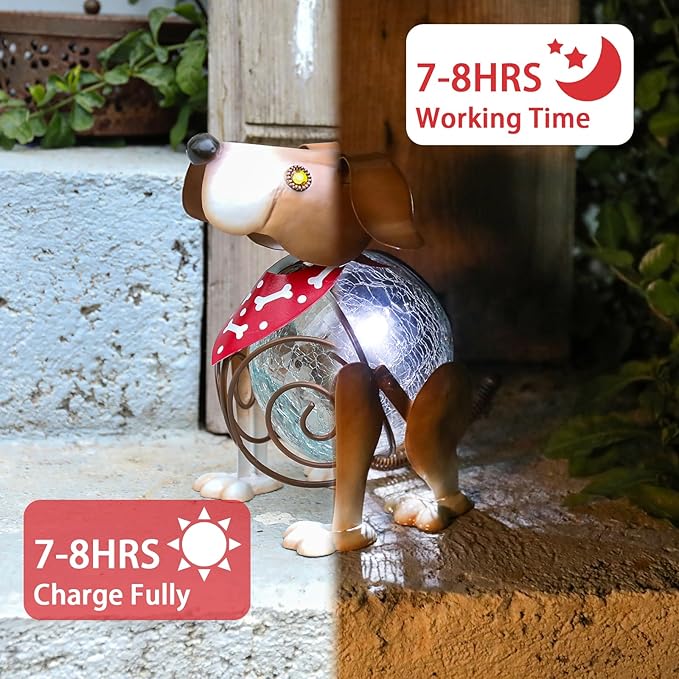 Dog Solar Lantern Set, Metal Porch Lighting