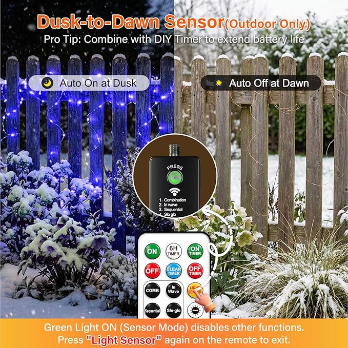 Christmas Fairy Lights, 66ft 200 LED Battery Twinkle Lights