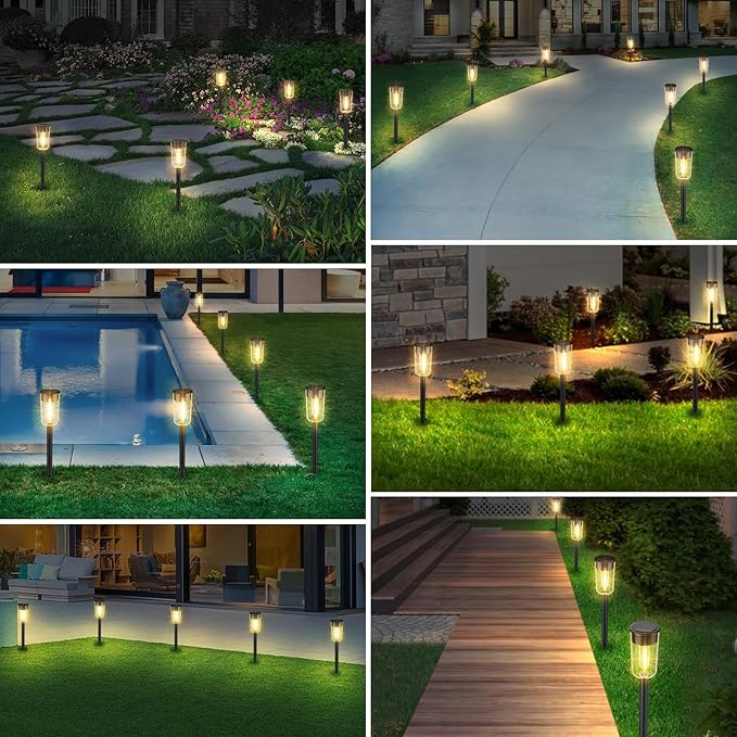 8 Pack Solar Pathway Lights, Solar Lights Outdoor Waterproof Garden Stake for Outside Yard Landscape Path Walkway Driveway Lawn Decor