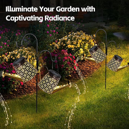 Solar Watering Can with Lights, 2Pack Solar Light Garden Decor for Outside, Pathway Walkway Patio Yard Outdoor Decoration Gift (Warm White 90LED)