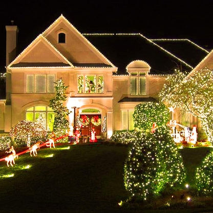 Battery Operated Christmas Lights, 33 FT 100 LED Mini String Lights with Timer and 8 Modes, Green Wire Outdoor Waterproof String Lights for Tree Xmas Indoor Holiday Party Garden Decor, Warm White