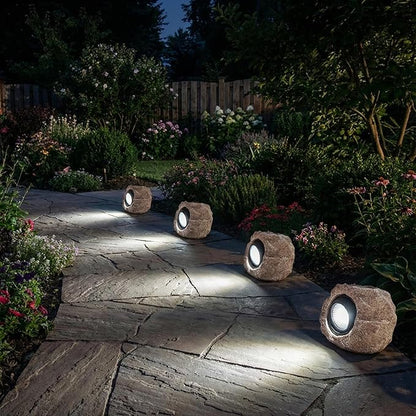 2 Pack Solar Rock Lights, Outdoor Decorative Garden Spotlights for Pathway, Walkway, Yard, Landscape, Patio