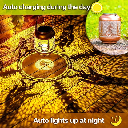 Bigfoot Solar Lanterns Outdoor Waterproof Hanging Solar Lights Big Foot Sasquatch Gifts for Men Women/Bigfoot Lovers Gifts Metal Decorative LED Lanterns for Garden Decor,Patio,Lawn,Pathway,Yard