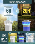 4-Pack RGB Solar Fence Post Lights, Outdoor LED Caps
