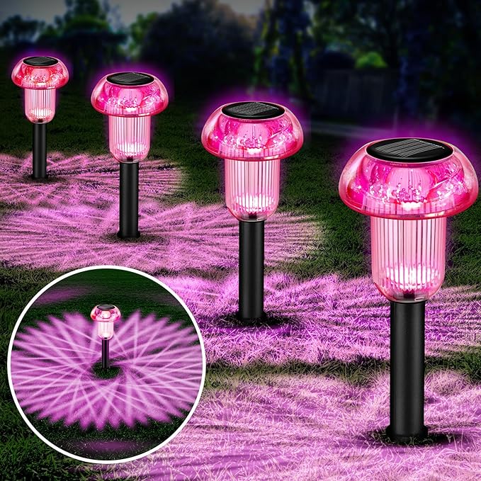 4-Pack Solar Pathway Lights, Waterproof LED Walkway Lights