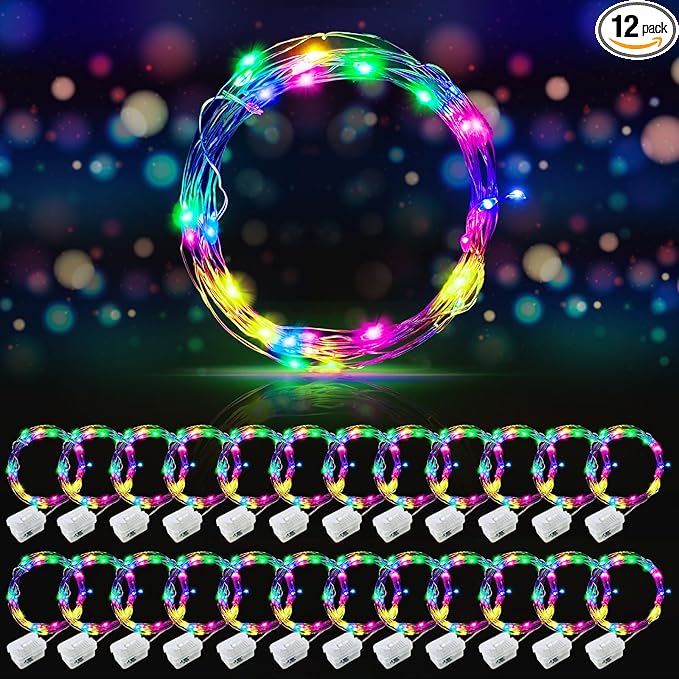 24-Pack Christmas LED String Lights, Waterproof Timer Lights