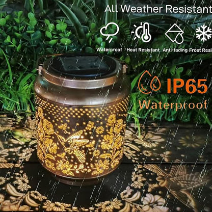Hummingbird Solar Outdoor Waterproof Lantern Garden Decor Birthday Gifts for Women Mon Grandma Metal Hanging Solar Lights Outside LED Lanterns for Yard Patio Lawn Pathway Landscape (Hummingbird)