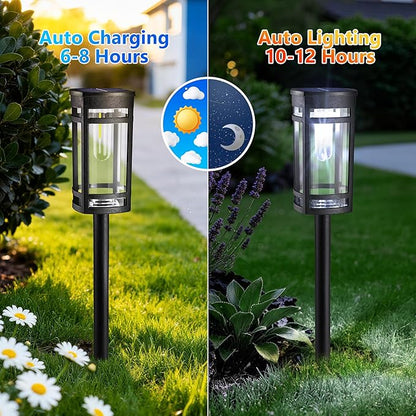 6 Pack Outdoor Solar Pathway Lights - Solar Landscape Lights Outdoor Walkway Solar Garden Lights for Lawn, Path, Yard Decor (Cool White)