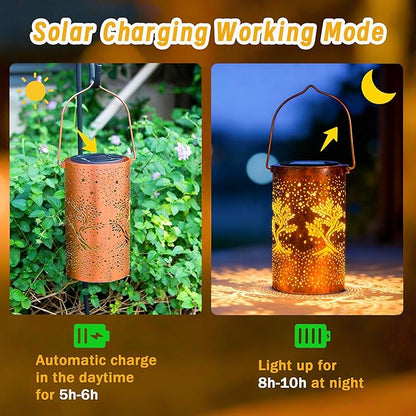 Tree of Life Solar Lanterns Outdoor Waterproof, Birthday Gifts for Women Mom Grandma, Hanging Solar Lights for Yard, Patio, Porch, Garden Decor, Christmas Gifts for Her/Him