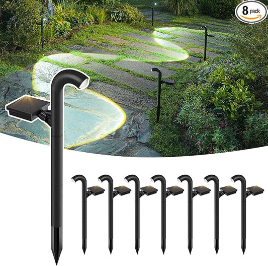 EGOBOO Solar Pathway Lights 8 Pack, Solar Garden Lights Outdoor Waterproof with 1 High Brightness LED Lens Auto On/Off Lighting for Outside Path Yard Walkway Driveway