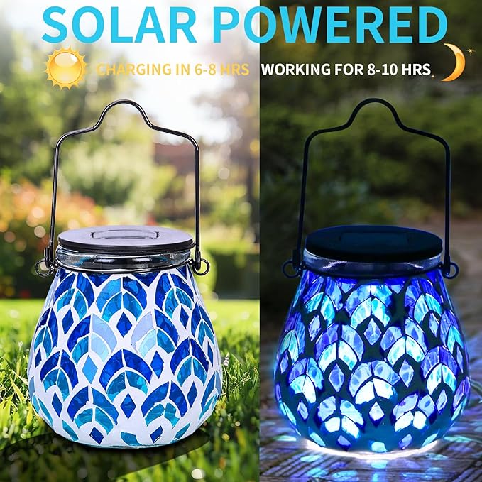 Mosaic Solar Lantern Set, Classic Porch Lighting