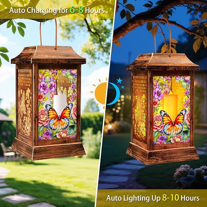 Butterfly Solar Lantern Set, Classic Patio Lighting