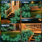 2-Pack Green Solar Path Lights, Outdoor Garden LED