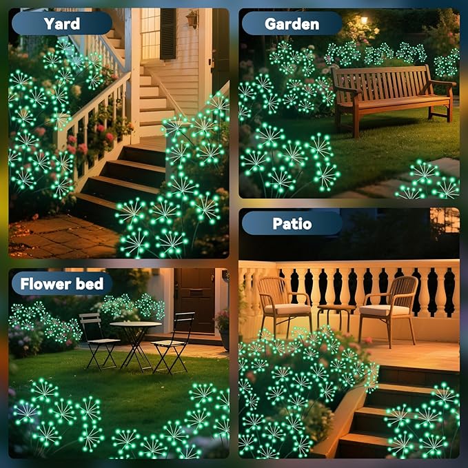 2-Pack Green Solar Path Lights, Outdoor Garden LED