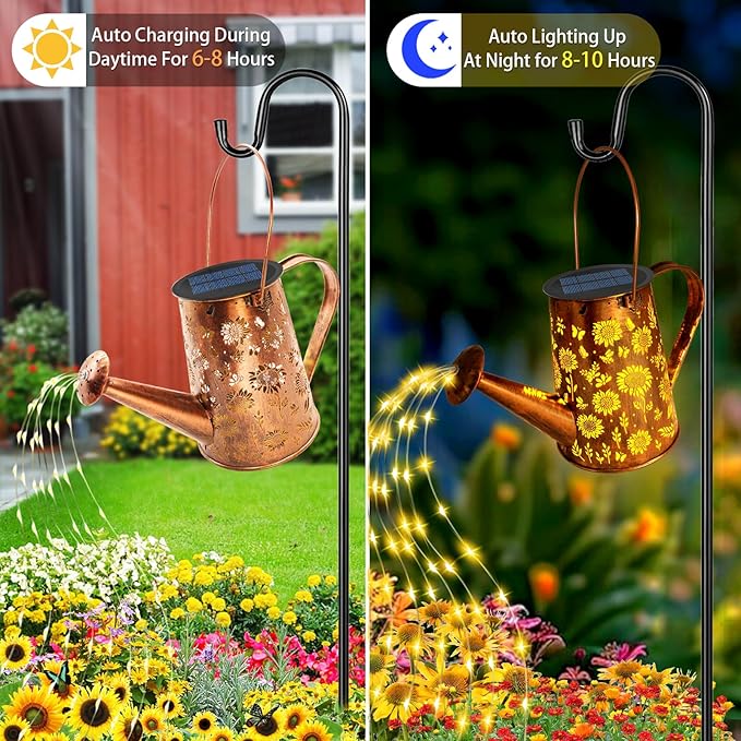 Solar Watering Can Lights, Sunflower Gifts for Women Mom Grandma Birthday, Large Hanging Solar Lantern Waterproof Outdoor Garden Decorations for Yard Porch Landscape Patio Pathway