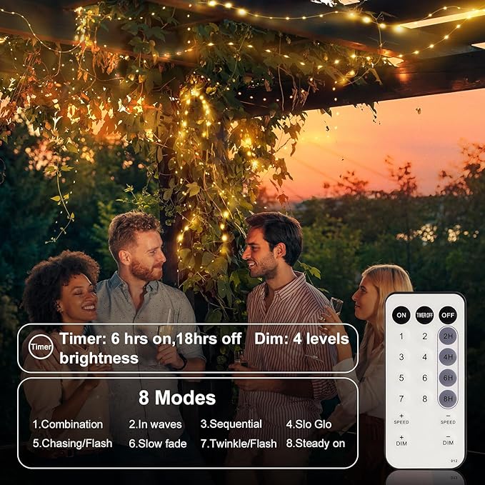 2-Pack 5ft LED Patio String Lights, Waterproof Outdoor