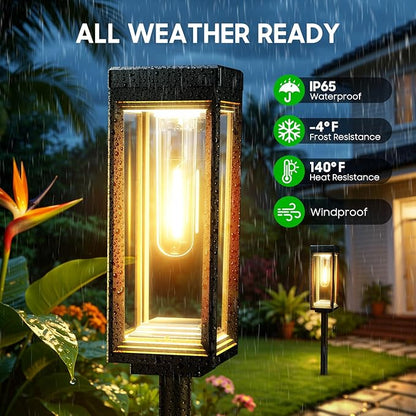 WdtPro Bright Solar Pathway Lights Outdoor, 8 Pack Solar Powered Garden Lights Waterproof, Auto On/Off, Up to 15 Hrs Outdoor Light for Pathway Yard Walkway Driveway Patio Decor Landscape