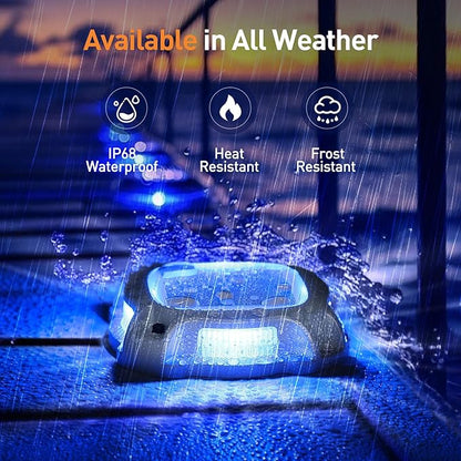 AGPTEK Metal Multi-Colors in 1 Solar Driveway Lights Outdoor 4 Pack, Aluminum RGB Deck Dock Marine LED Solar Powered Waterproof Decorative Marker Security Light for Garden, Yard, Step, Sidewalk, Path