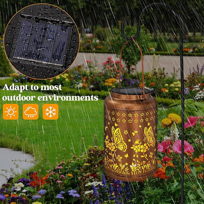 2 Packs Butterfly Solar Lanterns Outdoor Waterproof, Birthday Gifts for Women Mom Grandma, Metal Hanging Solar Lights Outside Decorations for Garden Patio Porch Backyard Garden Decor