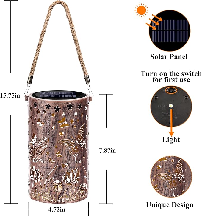 Solar Butterfly Lanterns, Yard Hanging LED Decor