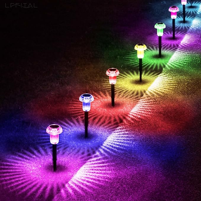 16 Pack Solar Lights Outdoor Waterproof Pathway Lights Solar Powered LED Mushroom Garden Lighting Stake for Outside Yard Path Lawn Patio Landscape (Color Changing)