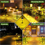 2-Pack Warm White Solar Path Lights, Outdoor Driveway LED